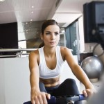 woman on rowing machine